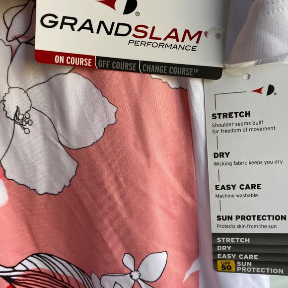 GRAND SLAM On Course Womens Top Floral Printed Funnel Neck Size S Short Sleeve - Picture 4 of 12